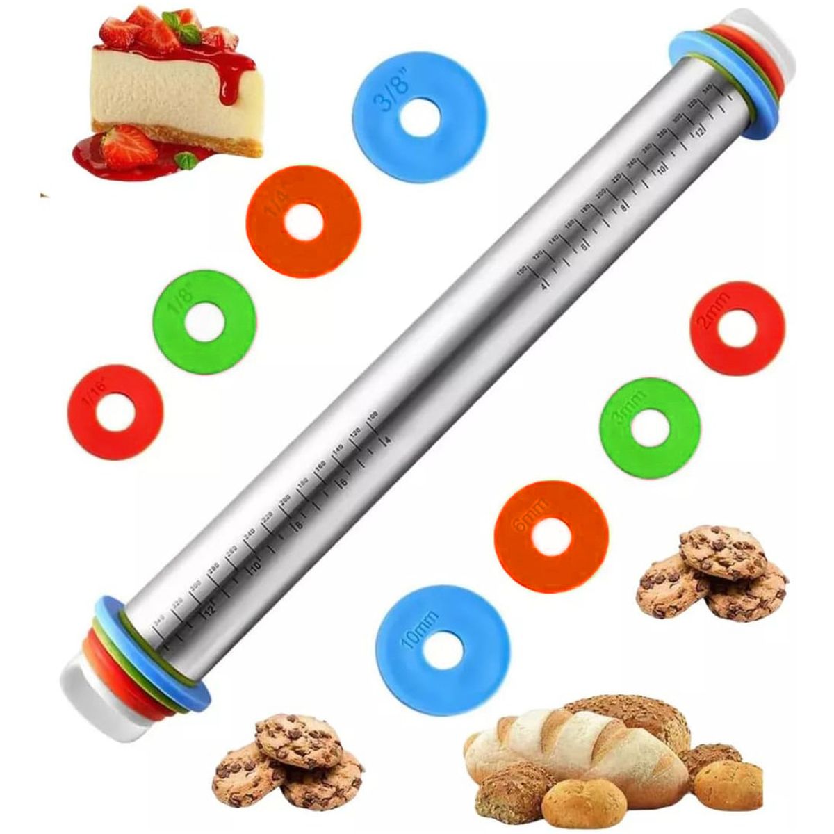 GENERICO - Rodillos De Cocina Rodillo Ajustable Con Anillo De Grosor