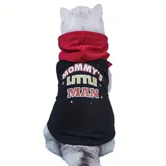 VATYERTY - Polerón de Perro Mommys Little Man Negro y Rojo XL