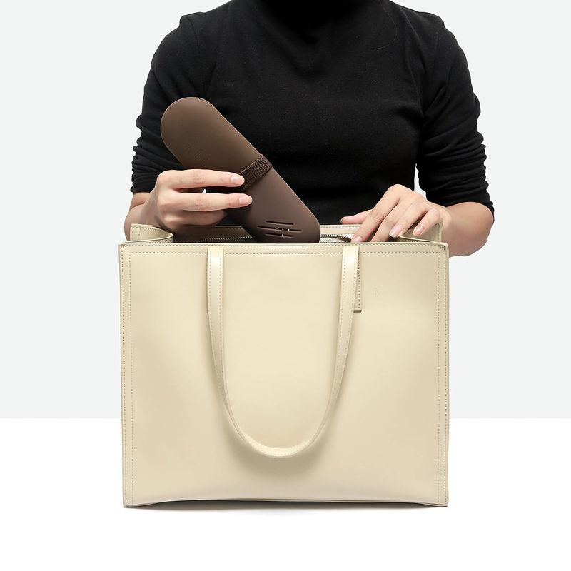 WELDMON - brochas maquillaje bolsa de viaje almacenamiento maquillaje marrón
