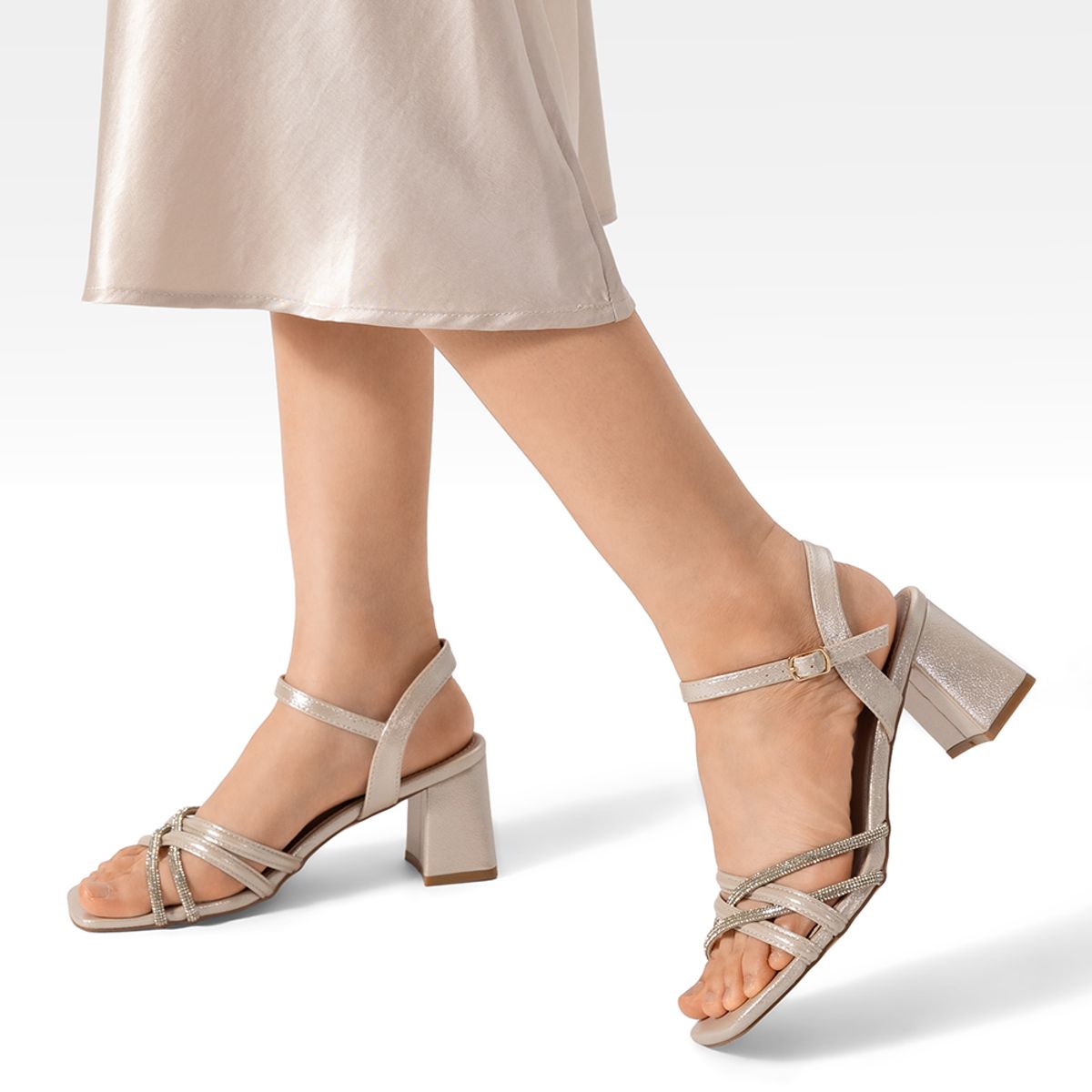 WEIDE - Sandalia Taco Grueso Fiesta Pedrería Mujer Weide YOU239B