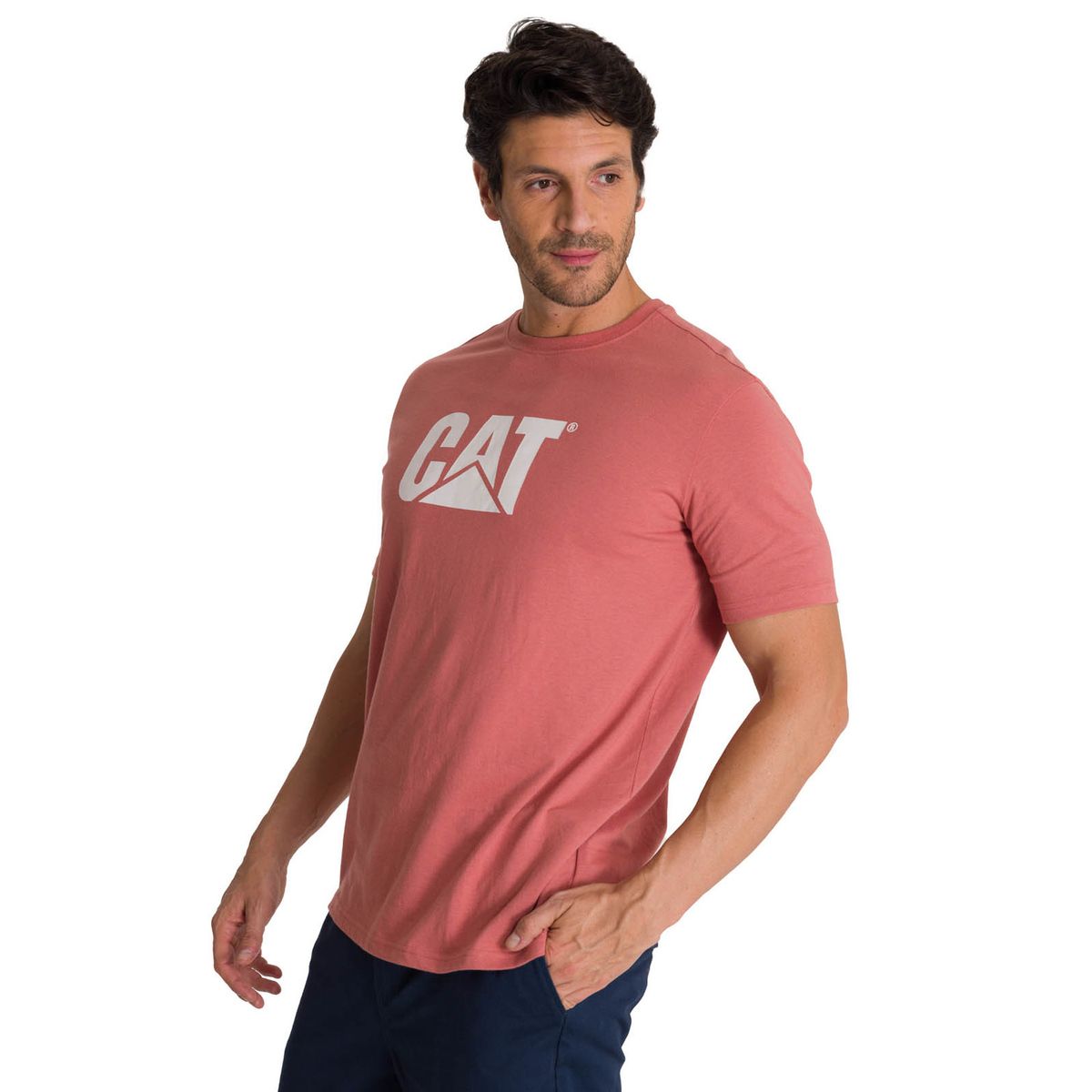 CAT - Polera Manga Corta Hombre Logo Terracota CAT