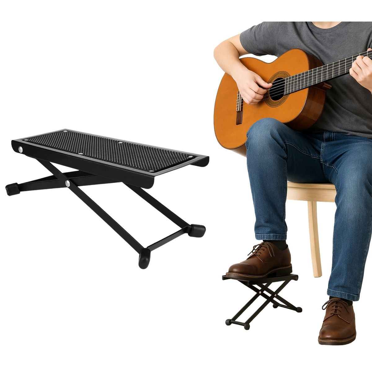 GENERICO - Reposapies Regulable En Altur Plegable Para Guitarra