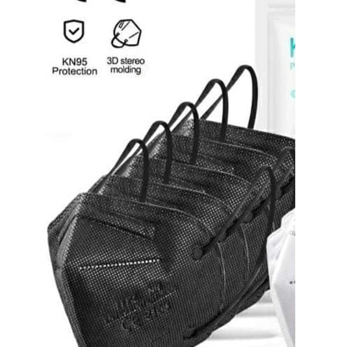 GENERICO - Pack 10 unds mascarillas 5 capas KN95 certificada para adulto ( negro)