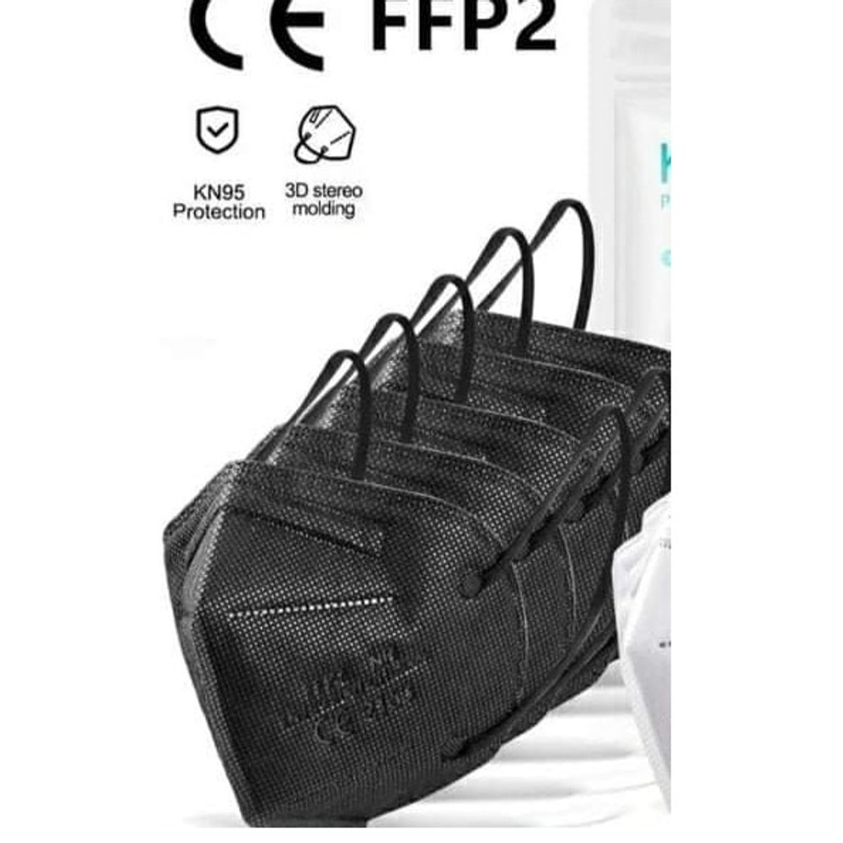 GENERICO - Pack 10 unds mascarillas 5 capas KN95 certificada para adulto ( negro)