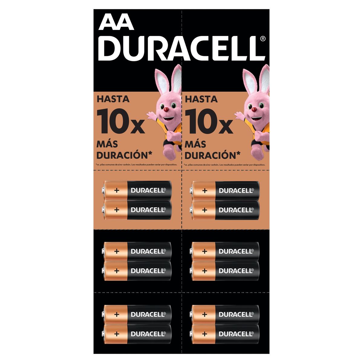 DURACELL - Pila Duracell AA Tira de 12 pilas doble A DURA más