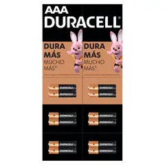 DURACELL - Pila AAA Tira de 12 pilas triple A DURA más