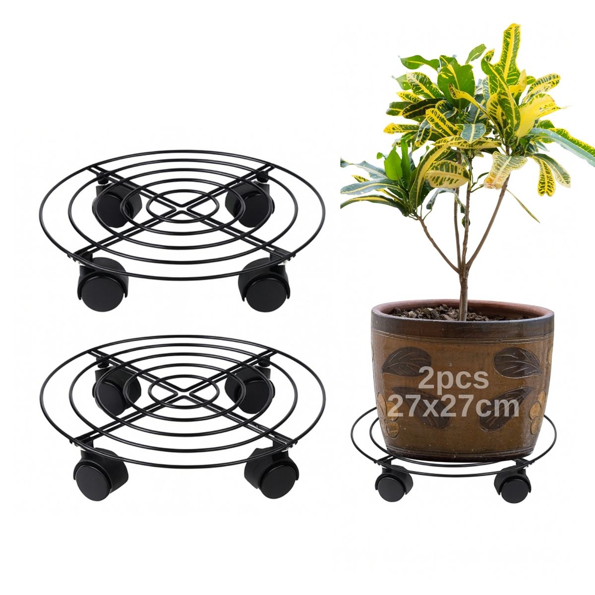 GENERICO - 2 Soportes De Base De Maceta De Metal Con Ruedas