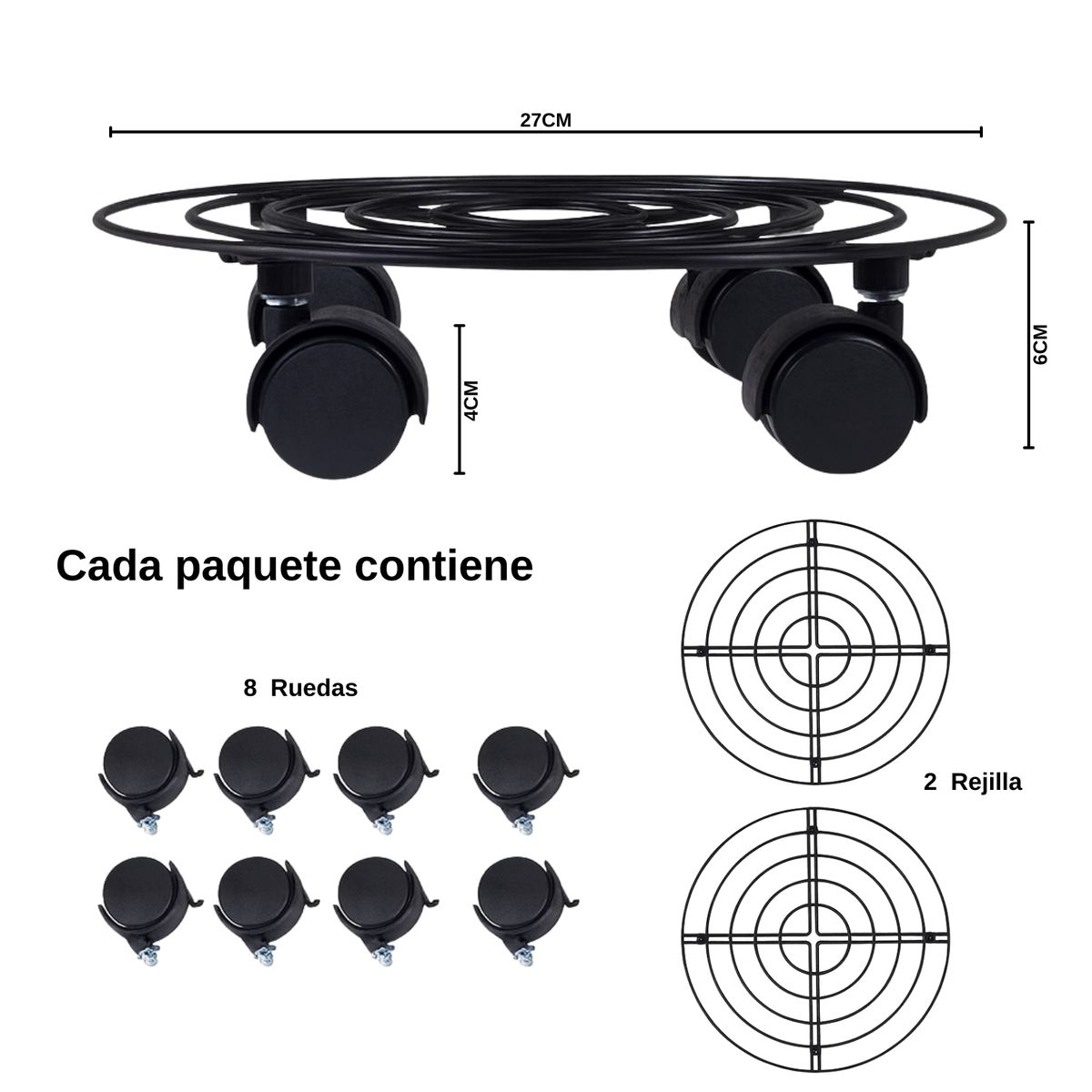 GENERICO - 2 Soportes De Base De Maceta De Metal Con Ruedas