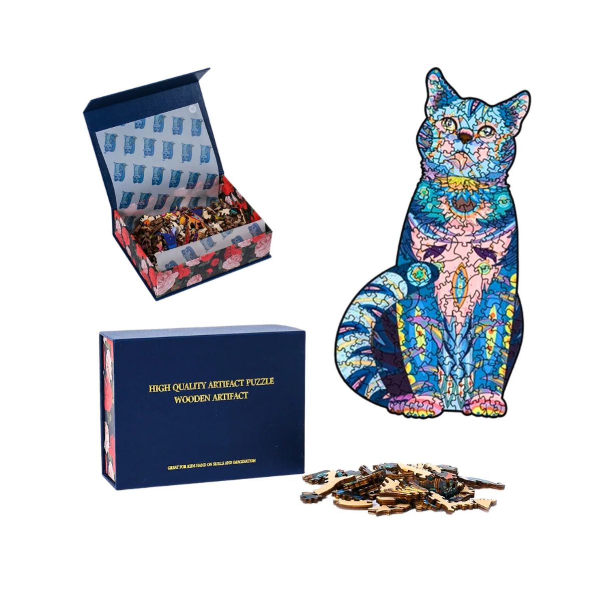 GENERICO - Rompecabeza Multicolor de Gato - Decoración - Regalo