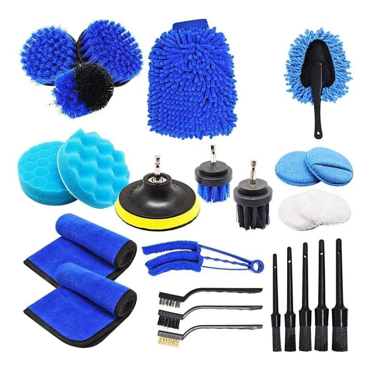 GENERICO - Kit Pulido Auto Limpieza Tapiz 25 Piezas Pads Para Taladro
