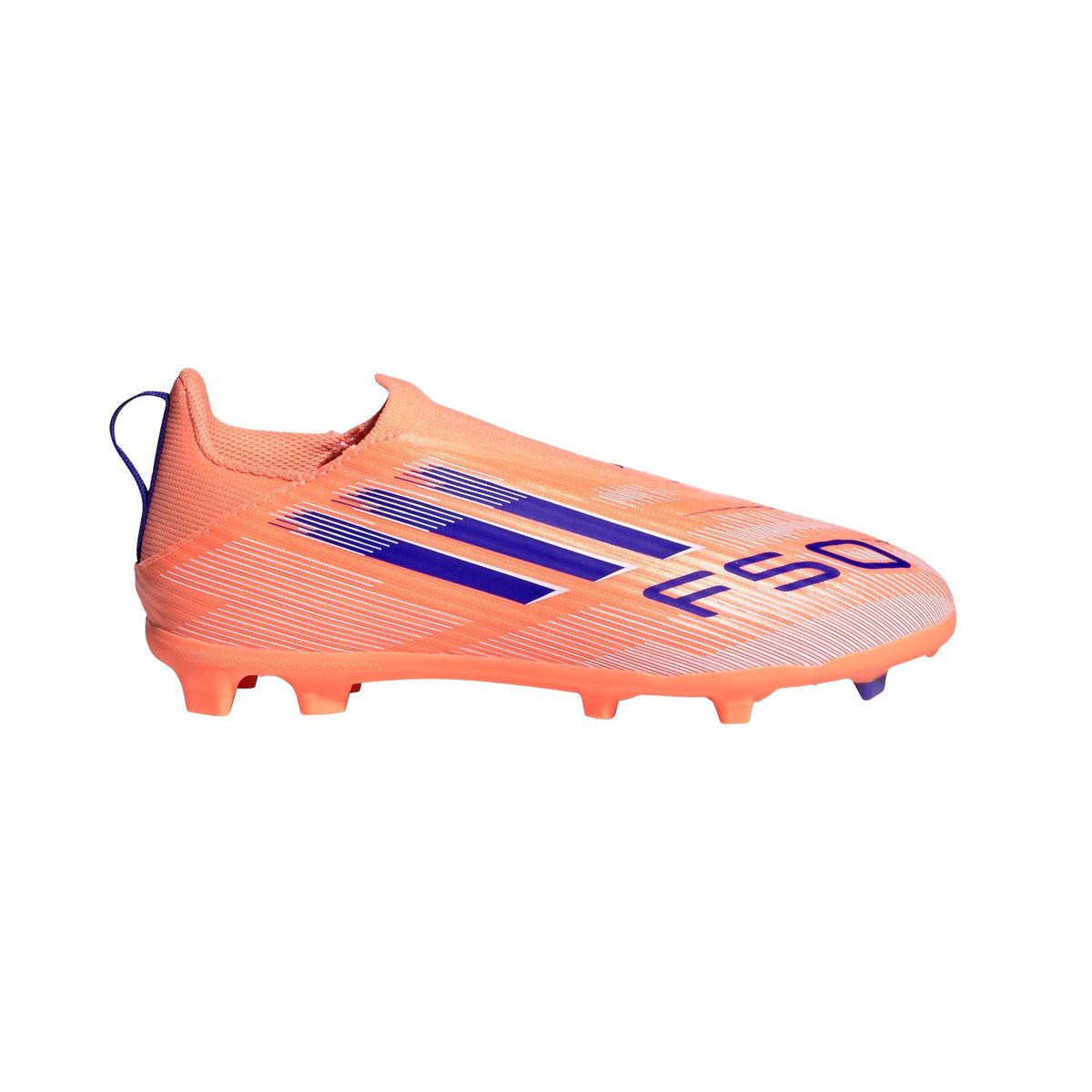 ADIDAS - Zapatos de fútbol sin cordones F50 League para terreno firme/multisuperficie para niños