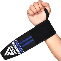 RDX - Muñequera Elasticada Para Powerlifting Pro Azul