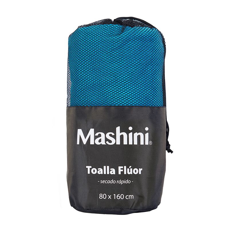 MASHINI - Toalla Deportiva Poliamida Fluor 80x160 cm Azul Mashini
