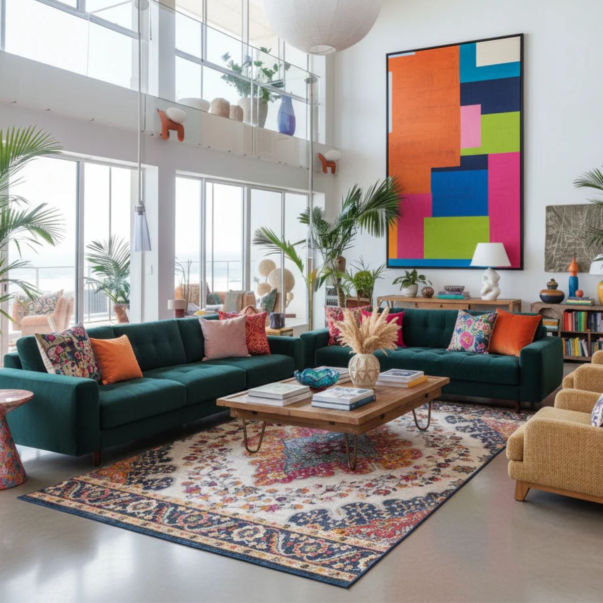 DECO2DAY - Alfombra Geil - 160x230 cm - Beige y Marrón