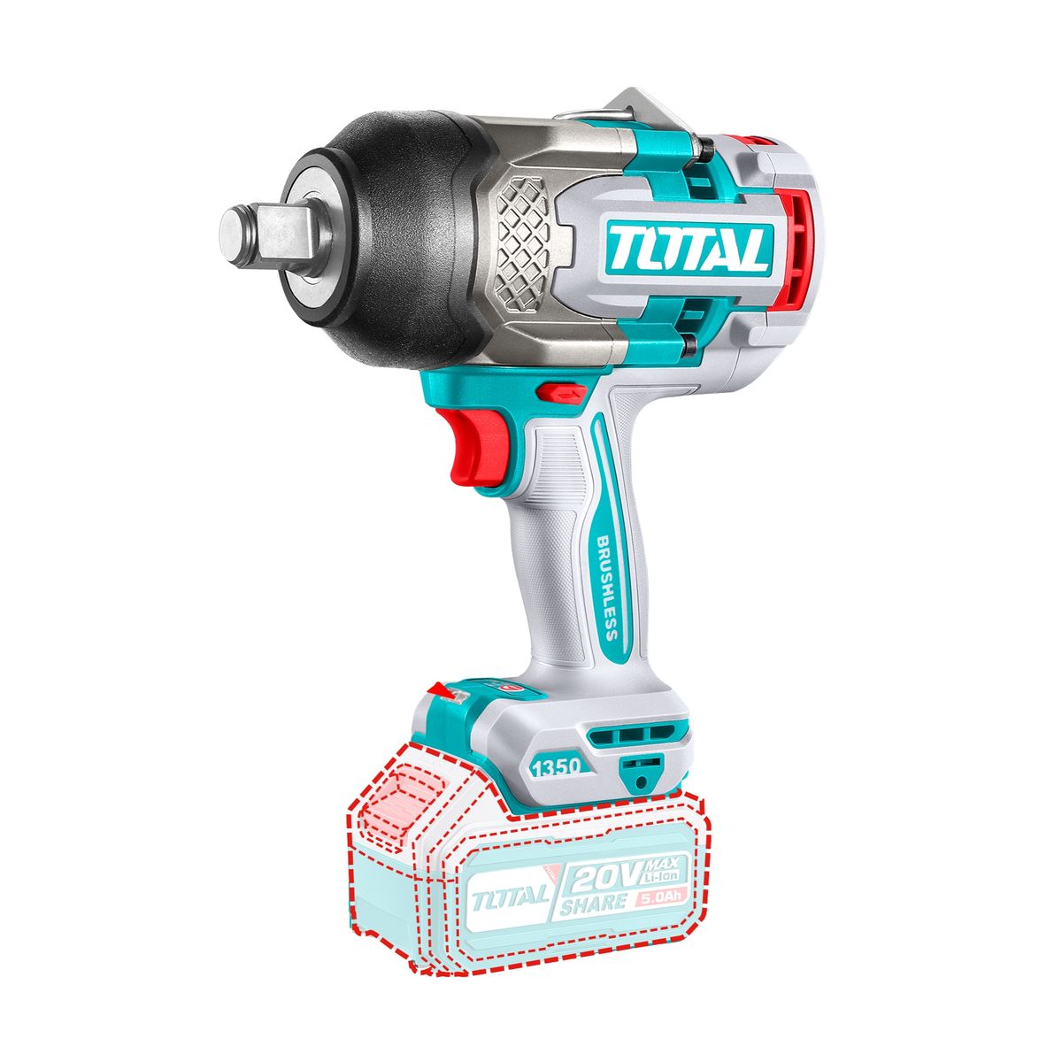 TOTAL TOOLS - Llave de Impacto Inalambrica 3/4" 20V 1350nm Total