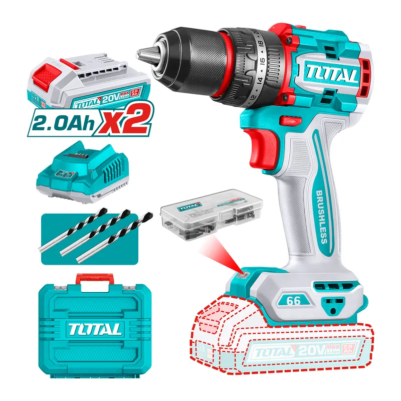 TOTAL TOOLS - Taladro de Impacto Inalámbrico 13mm 20V 66nm Total