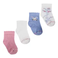 MONARCH - 4 Pares Calcetín Bamboo Recién Nacido Rosas