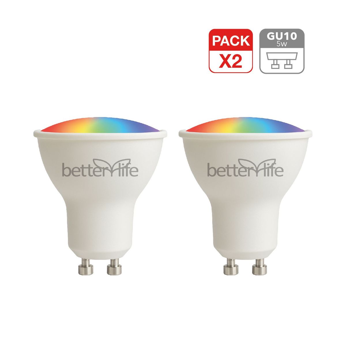 Ampolleta Inteligente LED RGB Wifi 5W GU10 2 unidades, marca BETTERLIFE - Foto Principal