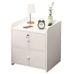 MUNDO ONLINE - Velador Moderno 2 Cajones con Llave 40x32x26 Cm