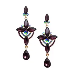 VANE COLLECTION - Aros mujer pegado colgantes largos cristal morado tornasol facetados