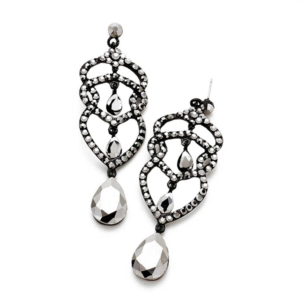 VANE COLLECTION - Aros para mujer pegado colgantes gris hematita facetados