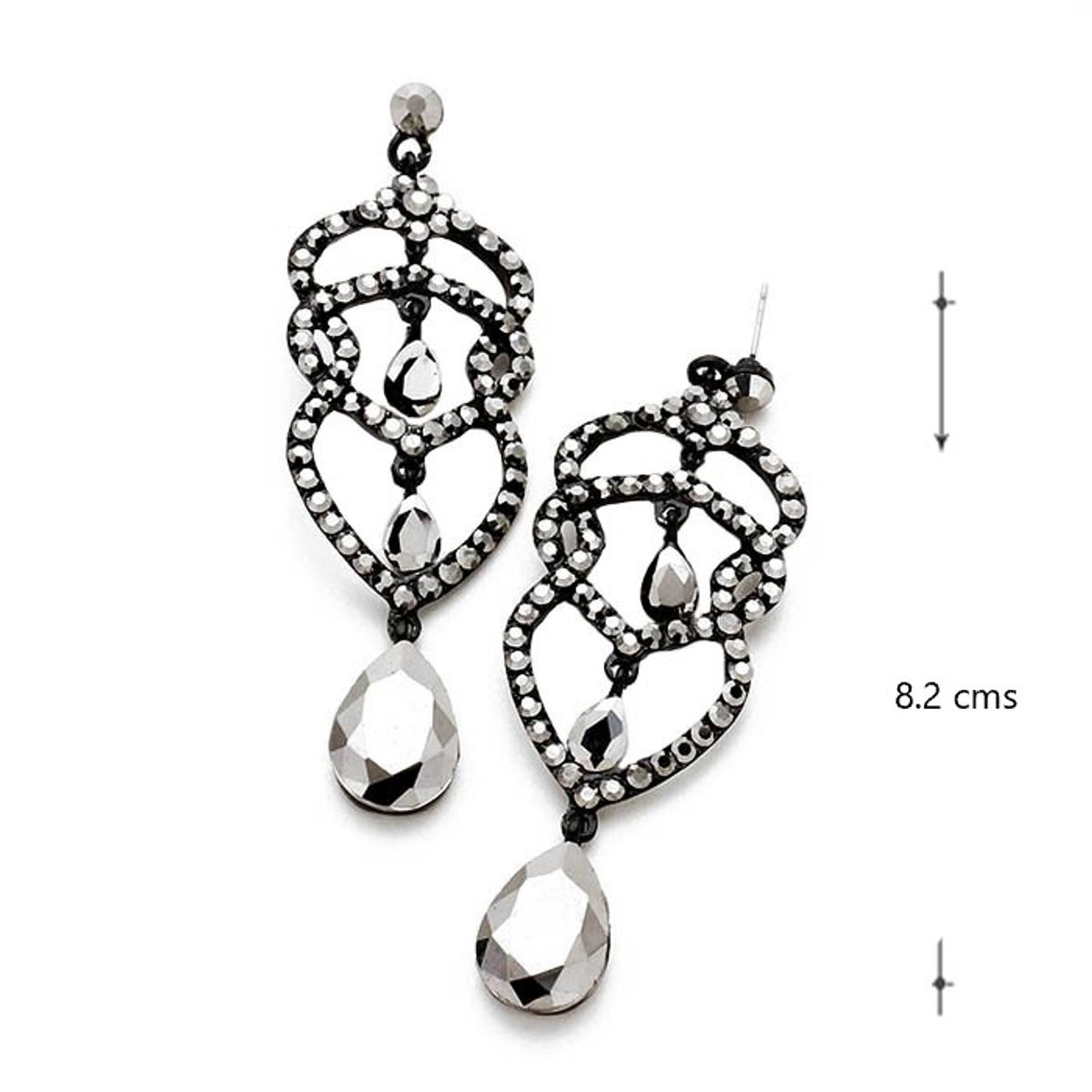 VANE COLLECTION - Aros para mujer pegado colgantes gris hematita facetados