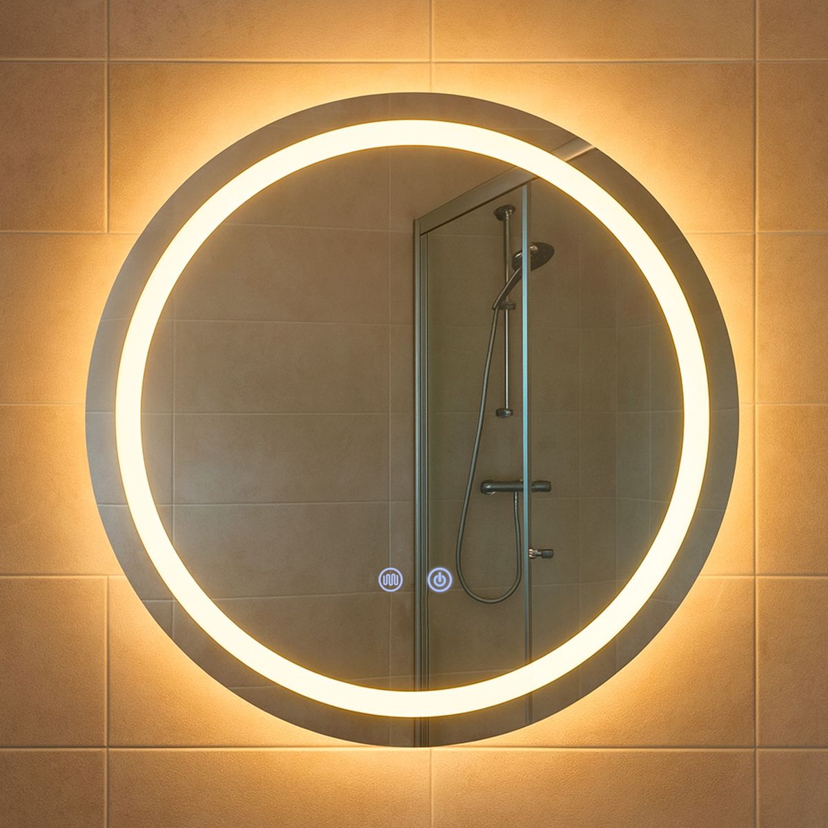 JOYTEK - Espejo Redondo Touch con Luz Led 3 colores - 60 cm de Diámetro