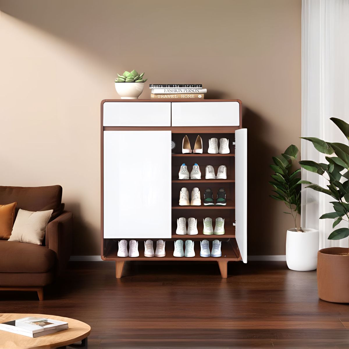 MUNDO ONLINE - Zapatero Elegance Puertas y Cajones Organizador Estante 60Cm