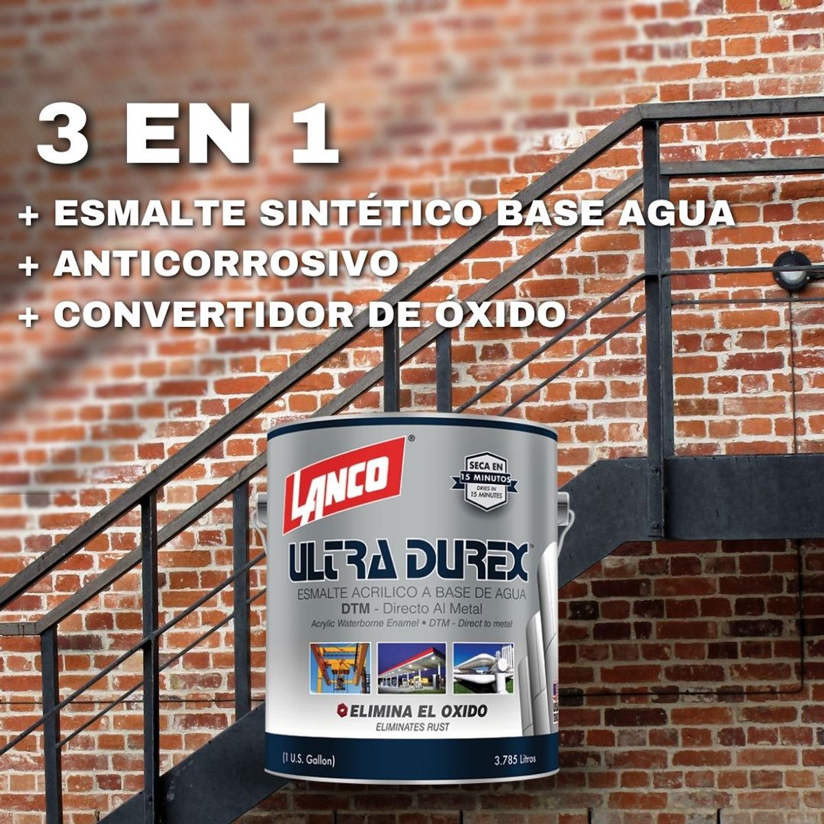 LANCO - Esmalte 3x1 Ultra Durex Anticorrosivo Blanco 1 GL