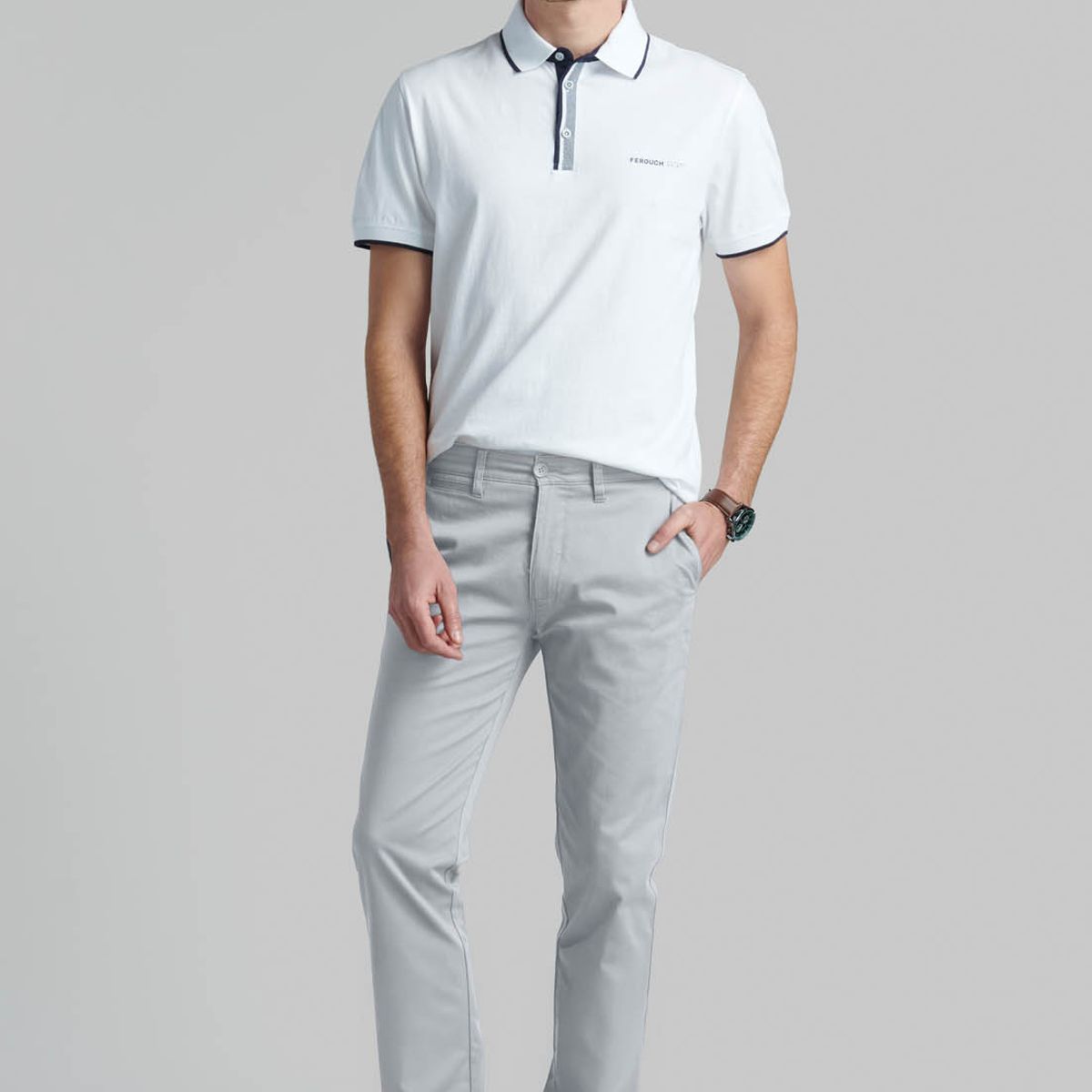 FEROUCH - Pantalón Twill Slim /31 Business Grafito Ferouch