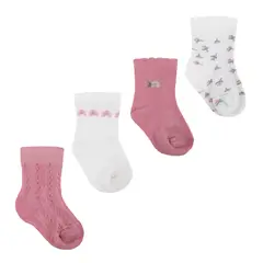 MONARCH - 4 Pares Calcetín Bamboo Bebé Flores