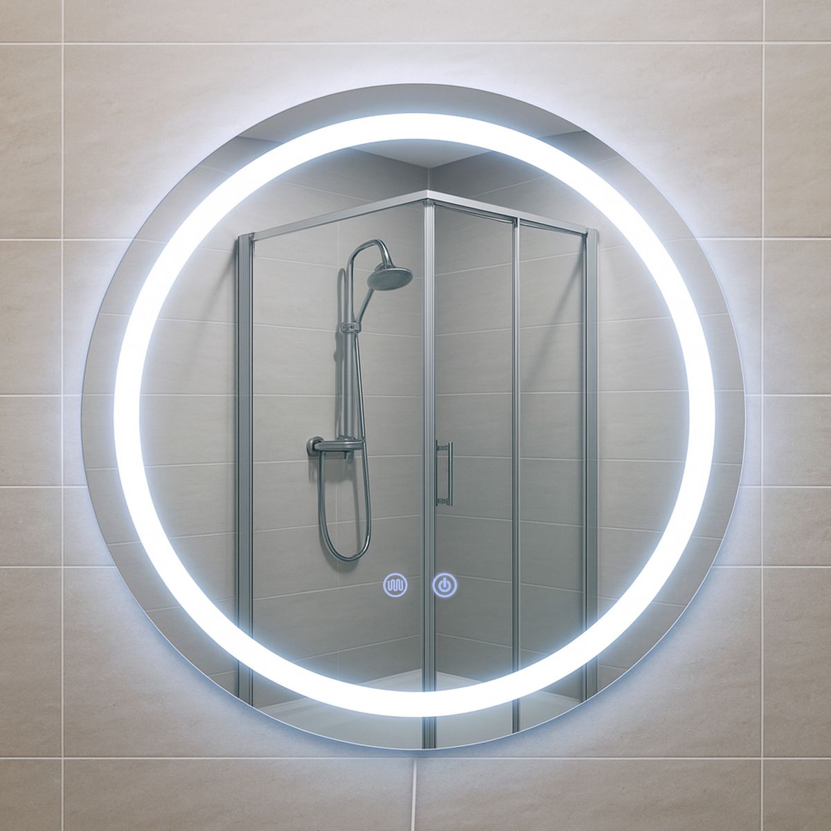 JOYTEK - Espejo Redondo Touch con Luz Led 3 colores - 60 cm de Diámetro