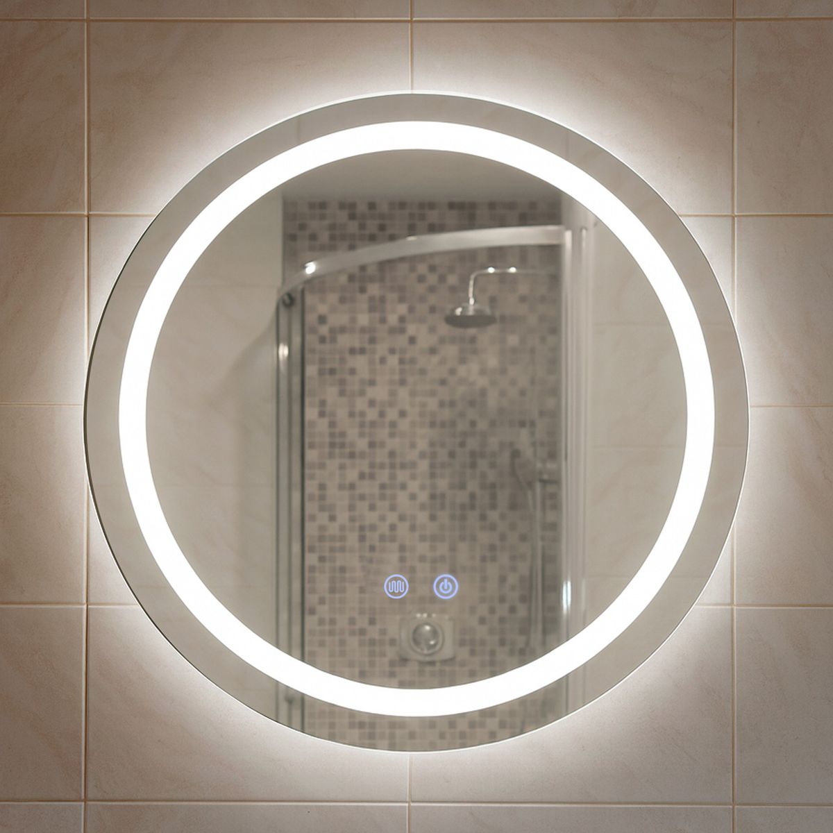 JOYTEK - Espejo Redondo Touch con Luz Led 3 colores - 60 cm de Diámetro