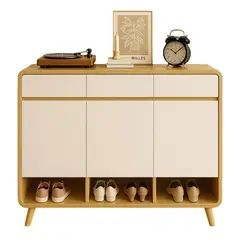 MUNDO ONLINE - Zapatero Bicolor Puertas y Cajones Organizador Estante 122Cm