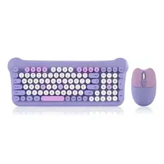 GENERICO - Kit Inalámbrico Teclado Y Mouse Aoas As-212 español Morado