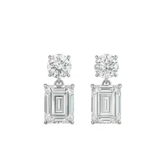 JB JOYAS BARON - Aros de Plata Esterlina 925 Circonita Emerald Cut