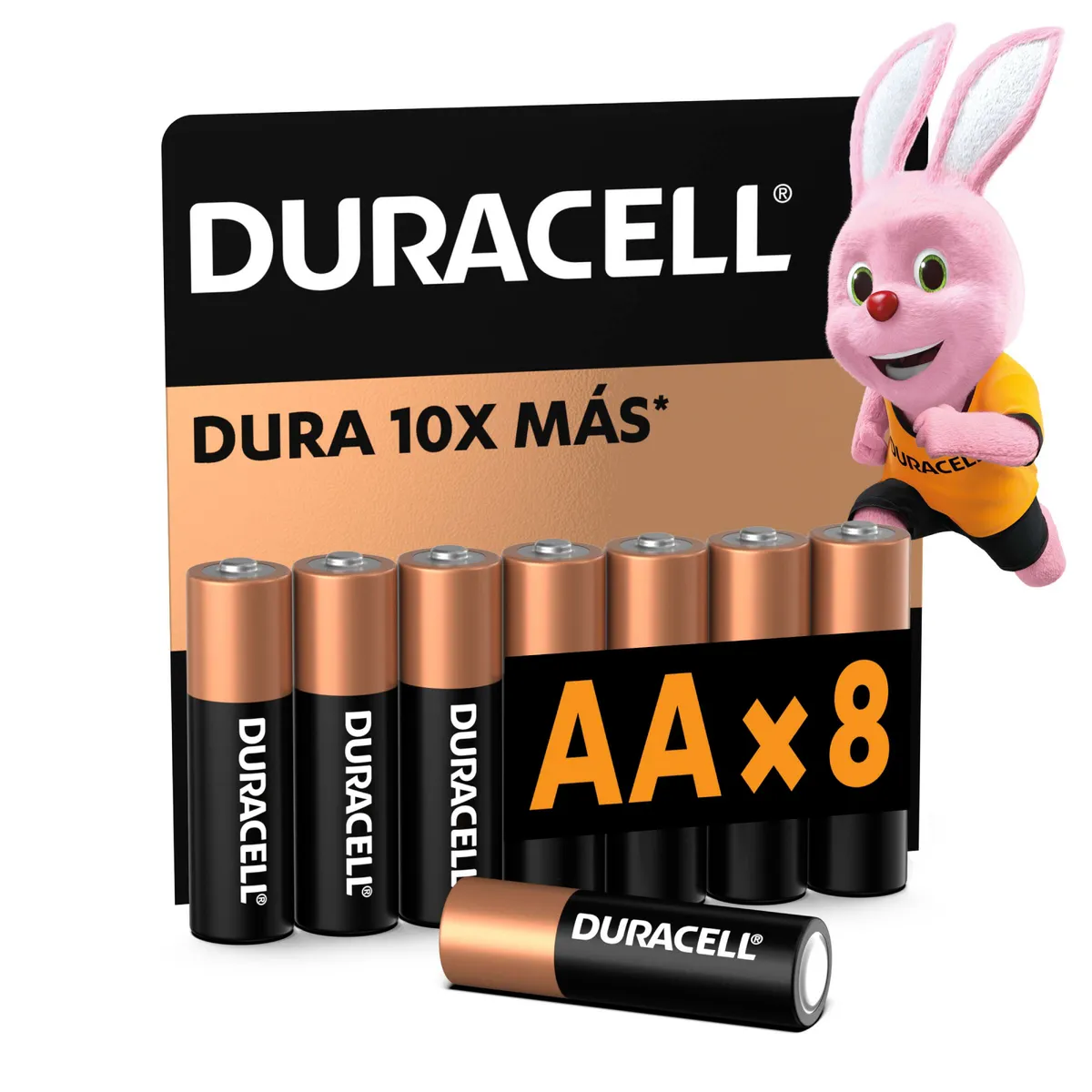 Pila Duracell AA 8 pilas batería doble A DURA más, marca DURACELL - Foto Principal