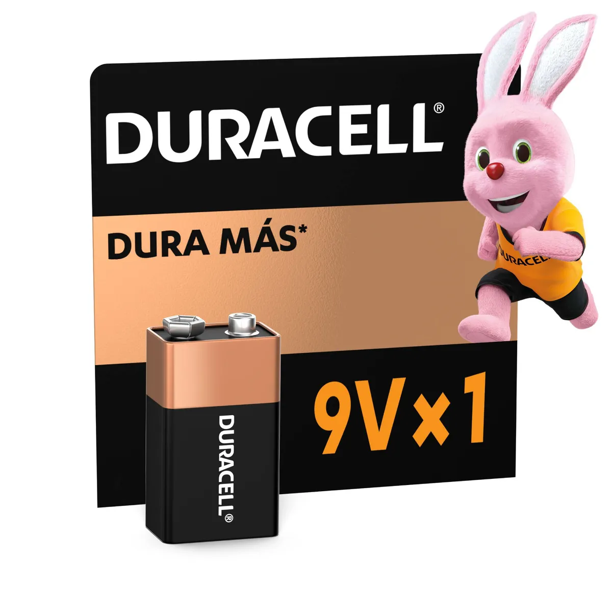 DURACELL - Batería Duracell 9V 1 pila batería cuadrada DURA más