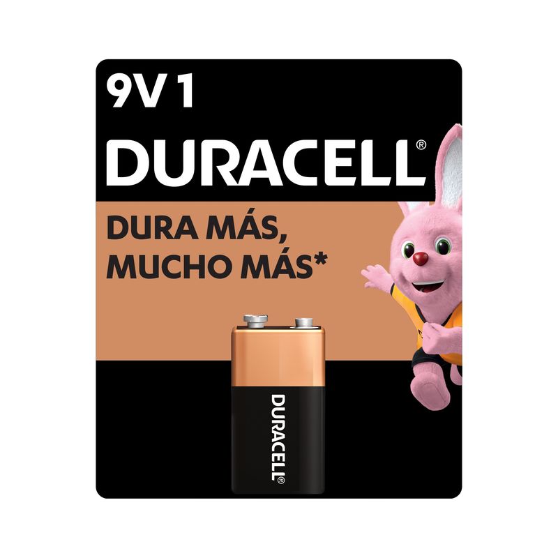 DURACELL - Batería Duracell 9V 1 pila batería cuadrada DURA más