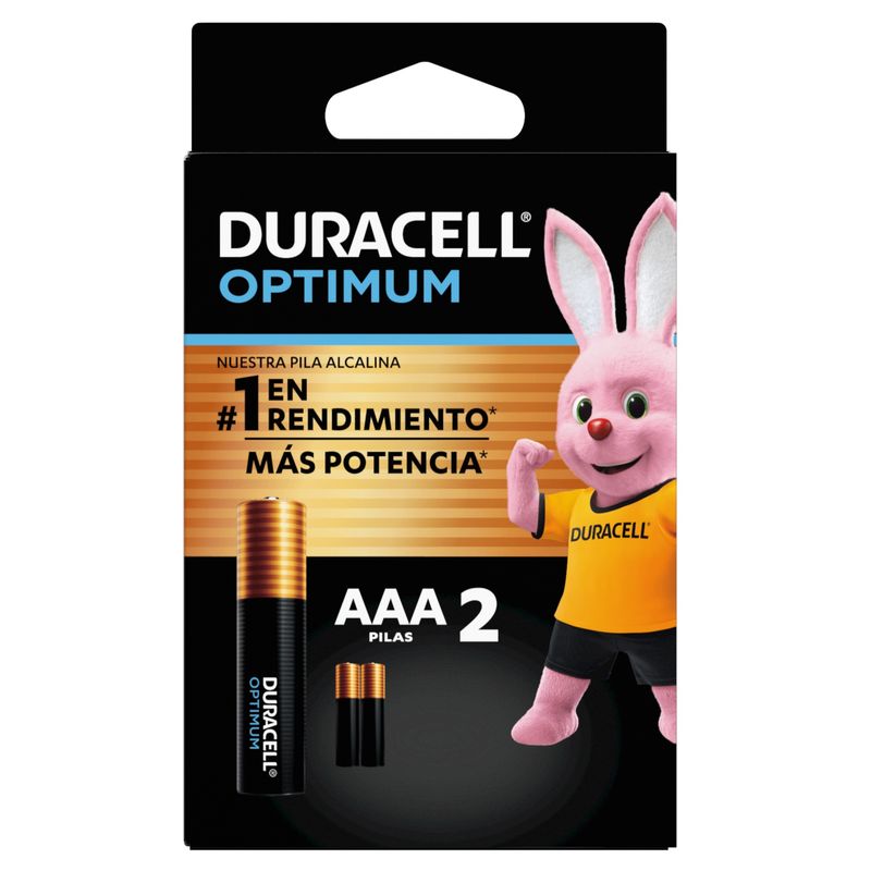 DURACELL - Pila Duracell Optimum AAA 2 pilas triple A más POTENCIA