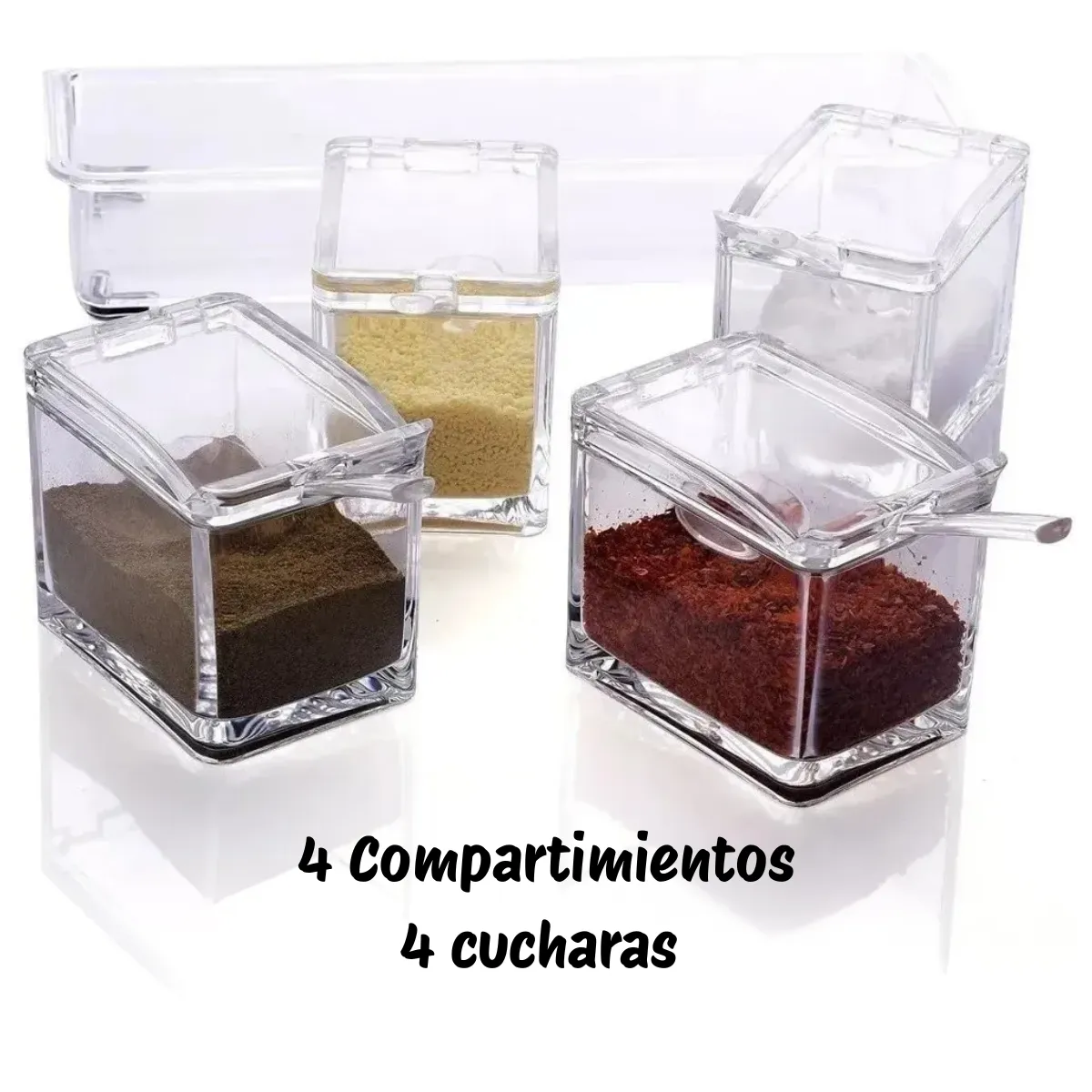 GENERICO - Organizador De Especies Condimentero Acrilico Con Cucharas