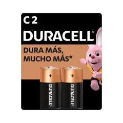 DURACELL - Pila Tipo C 2 pilas batería mediana DURA más