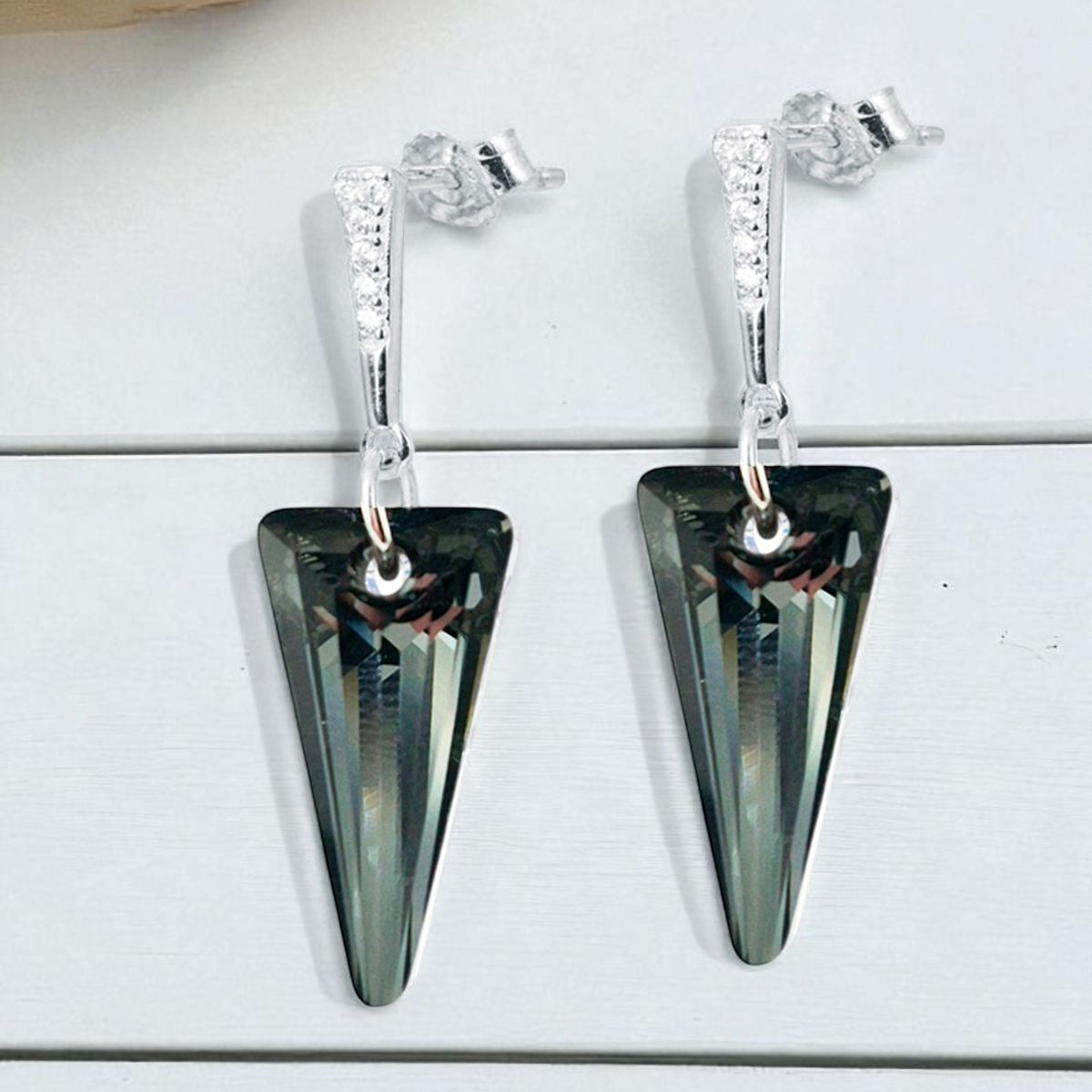 JOYAS MONTERO - Aros Sevilla Plata 925 creado con cristales de Swarovski® Silver Night