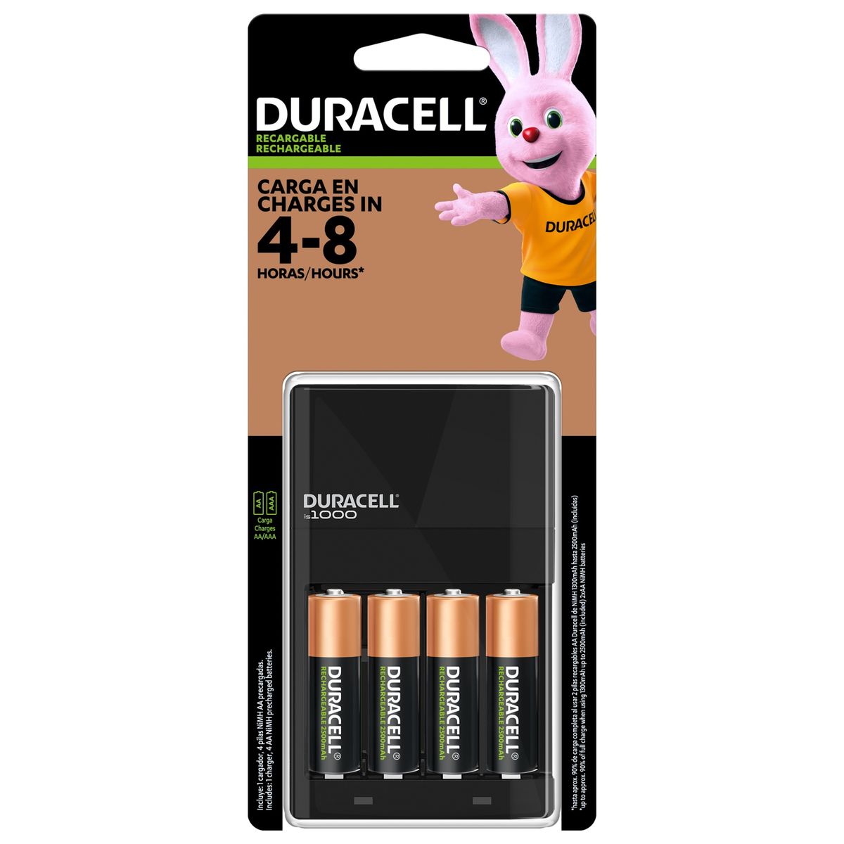 DURACELL - Cargador de Pilas Duracell AAAAA +4 pilas recargables AA