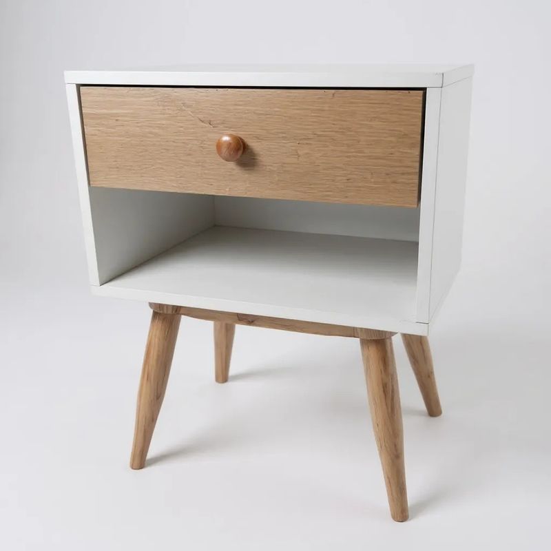 GENERICO - Velador Nordico Blanco 1 Cajon