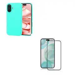 JOIGO - Carcasa Goma Lamina Vidrio Para iPhone 17 Turquesa