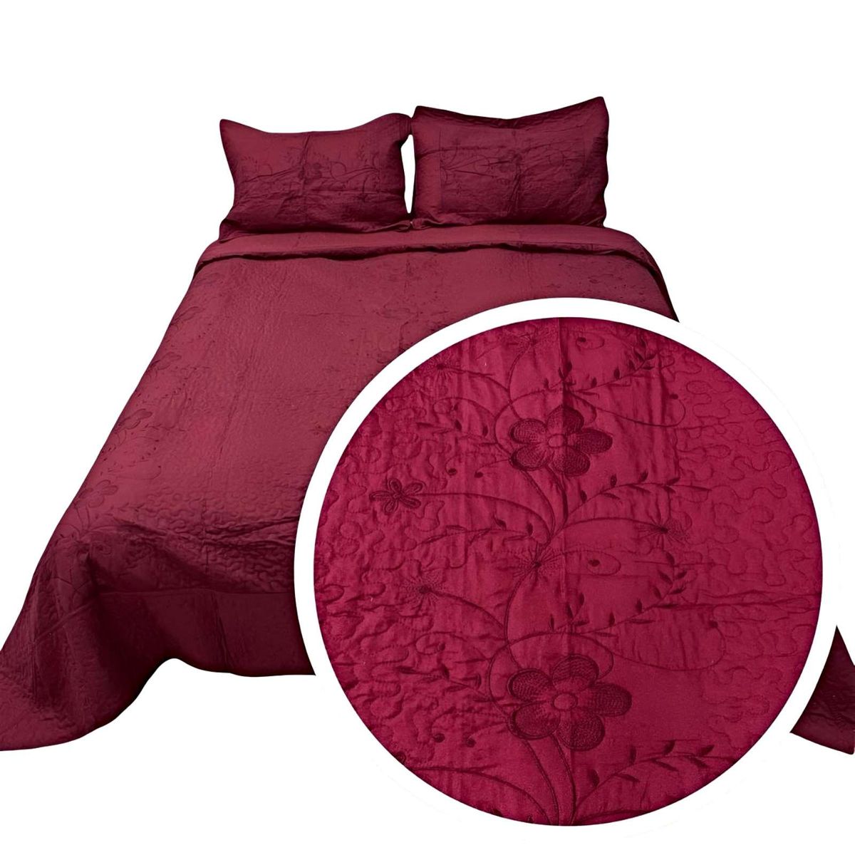 GENERICO - CUBRECAMA QUILT DE VERANO PLAZA Y MEDIA BORDADO