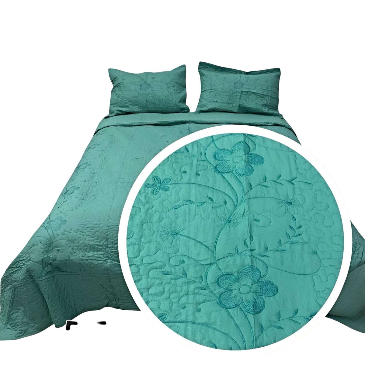 GENERICO - CUBRECAMA QUILT DE VERANO 2 PLAZAS BORDADO