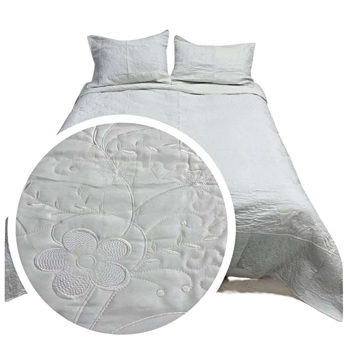 GENERICO - CUBRECAMA QUILT DE VERANO 2 PLAZAS BORDADO