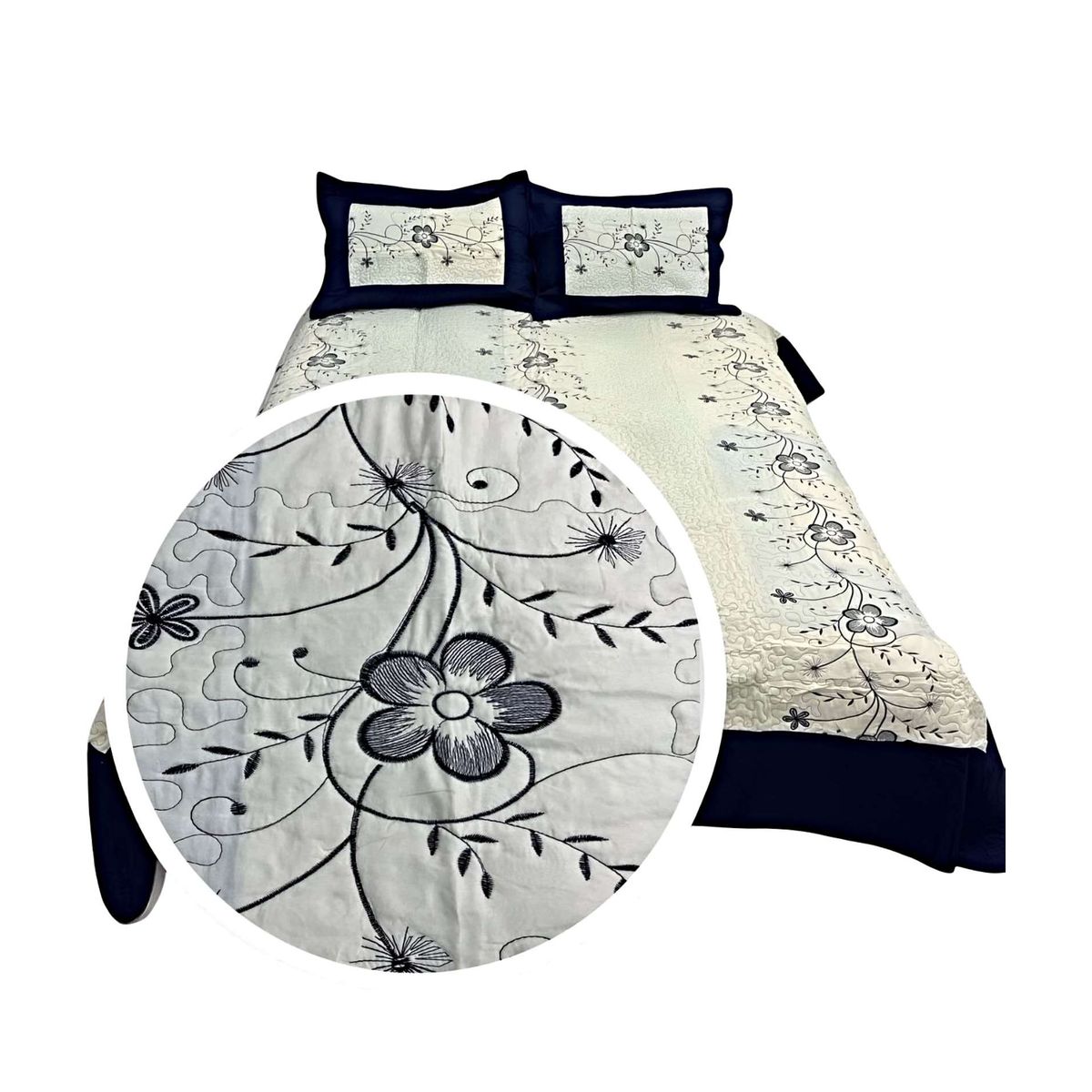 GENERICO - CUBRECAMA QUILT DE VERANO PLAZA Y MEDIA BORDADO